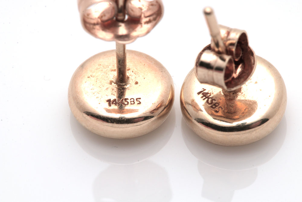 14K Yellow Gold Opal Stud Earrings