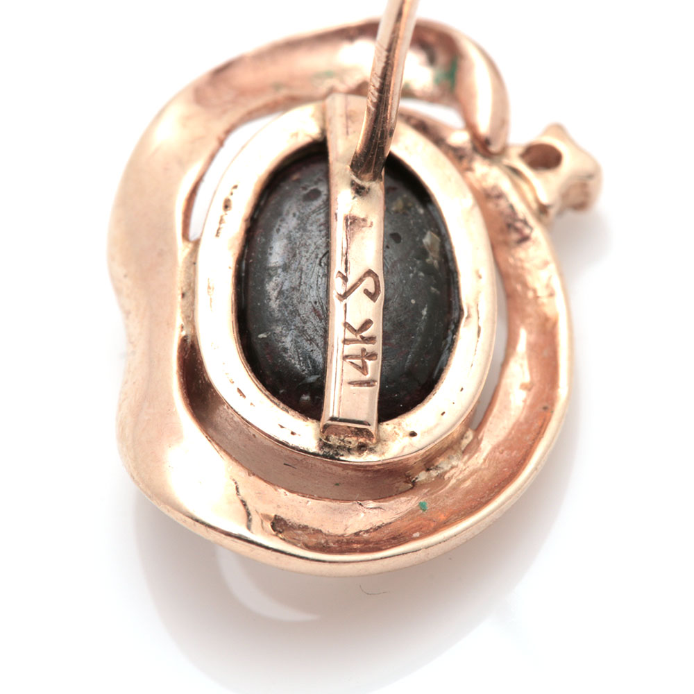 14K Yellow Gold Opal Doublet and Diamond Earrings