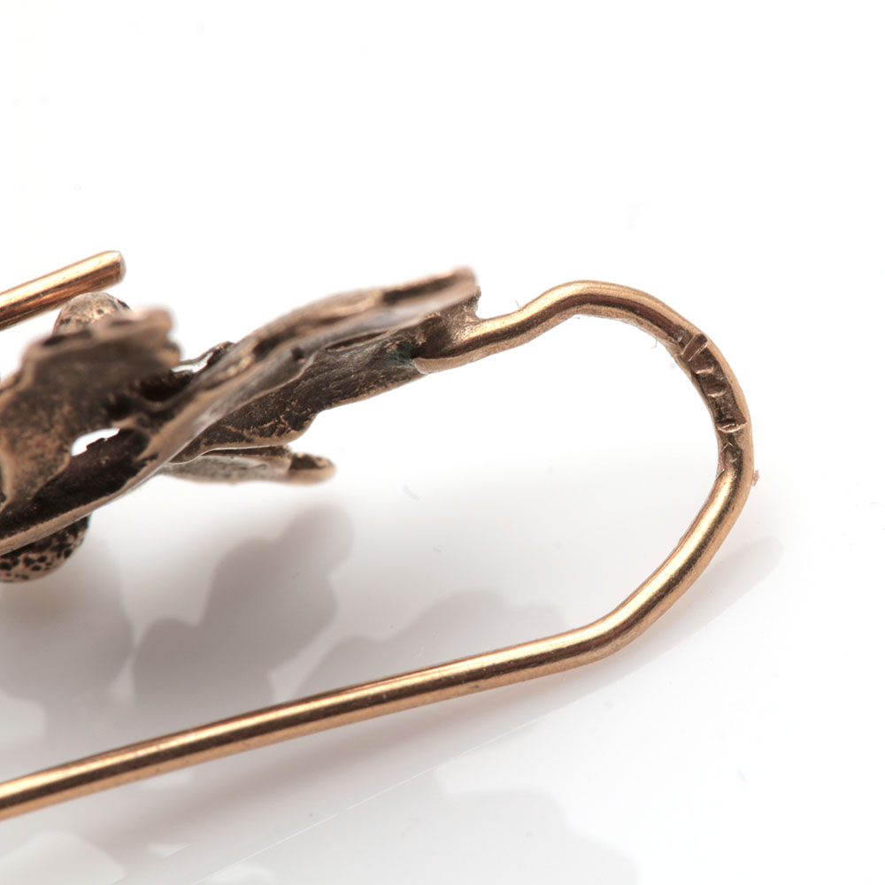 14K Yellow Gold Cultured Pearl Leaf Earrings