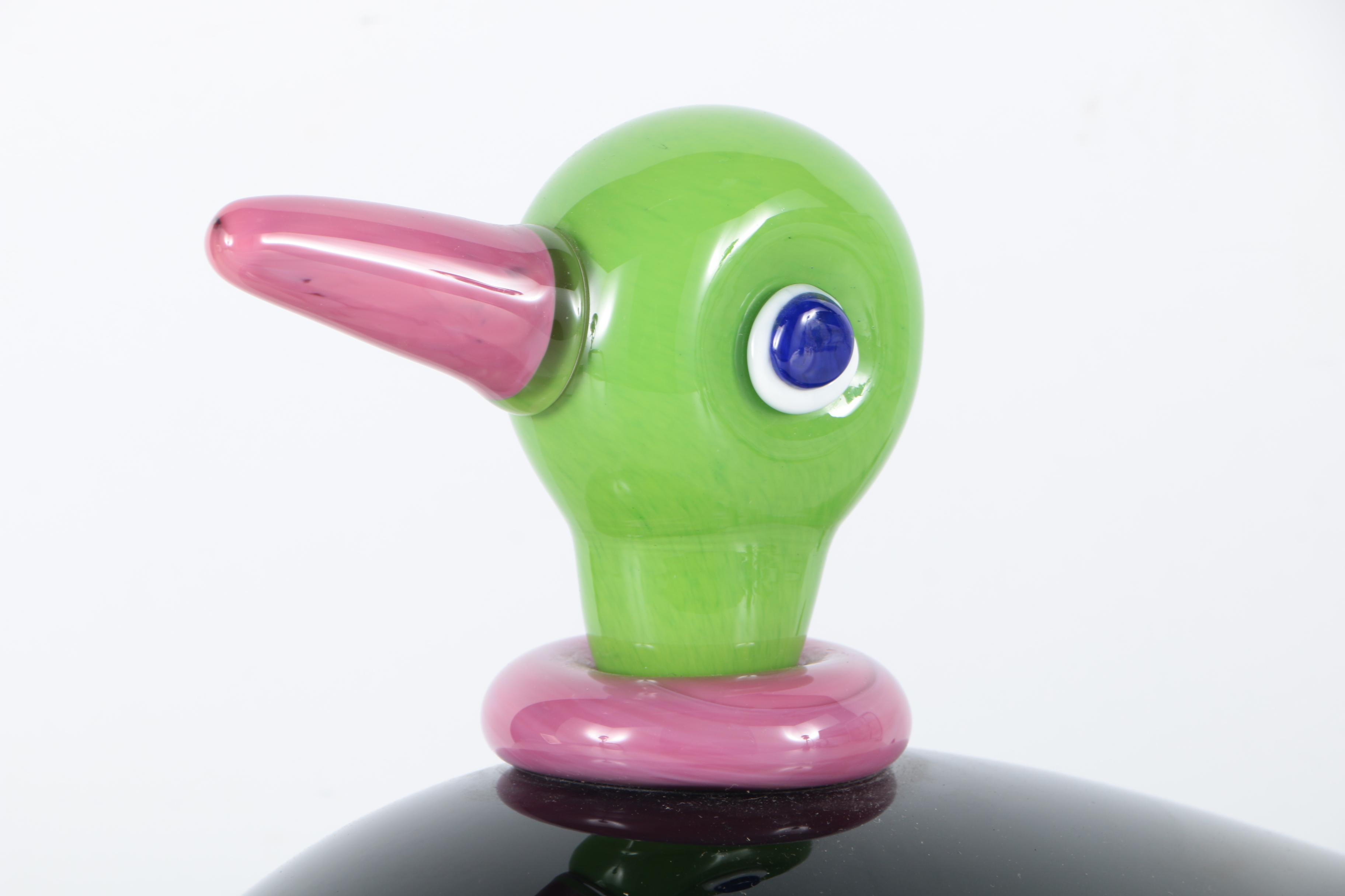 Robbie Miller Signed Art Glass Duck Sculpture