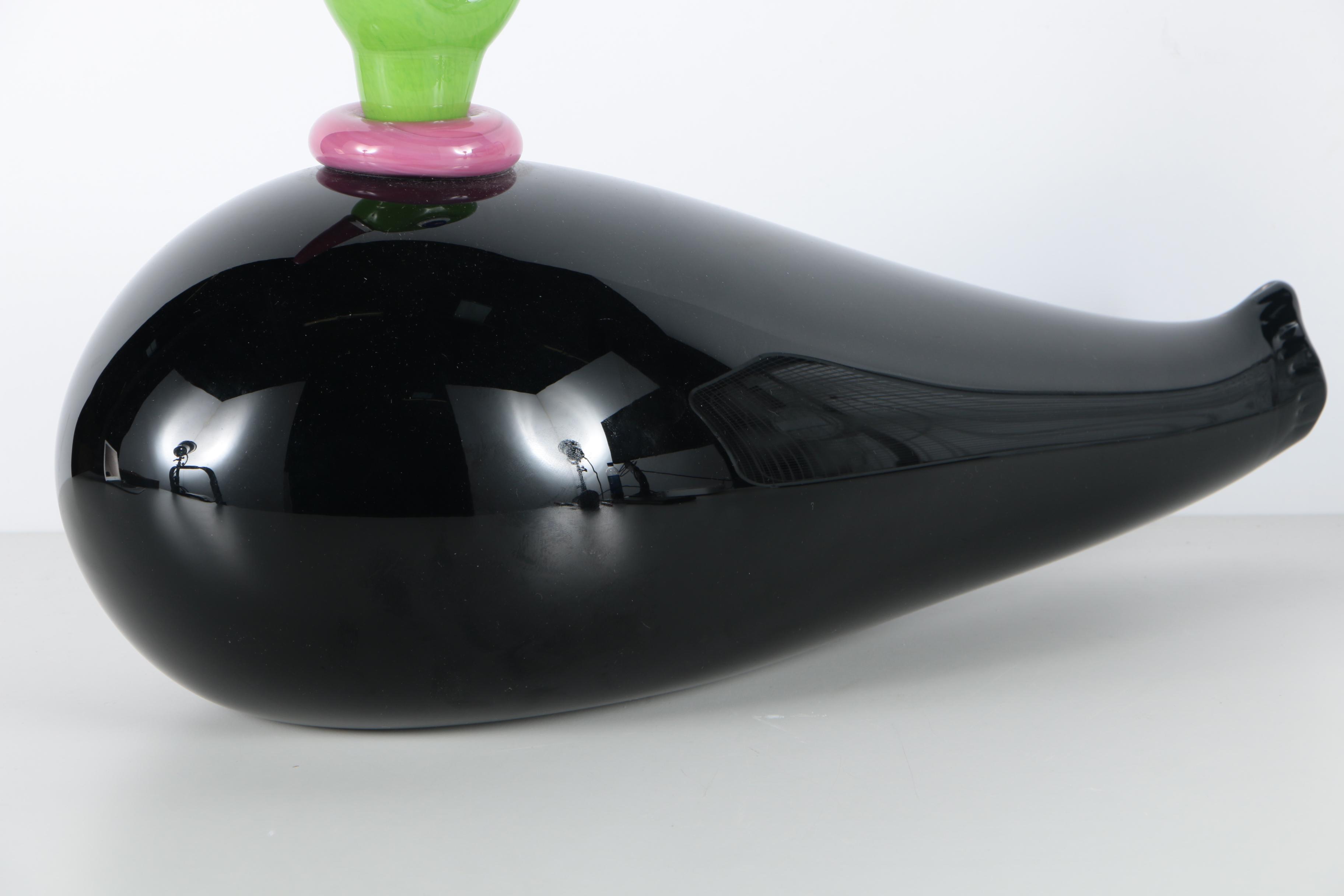 Robbie Miller Signed Art Glass Duck Sculpture