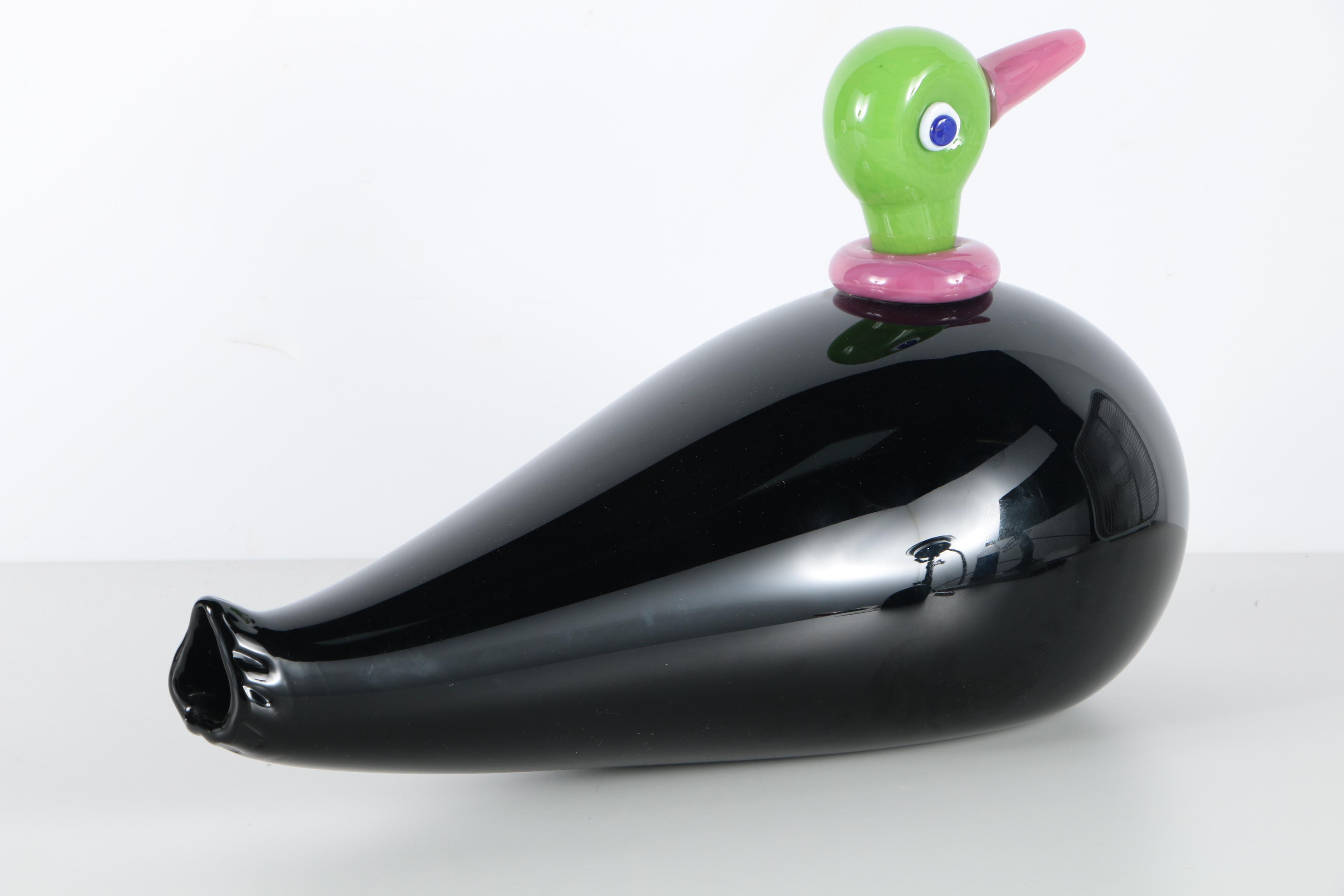 Robbie Miller Signed Art Glass Duck Sculpture