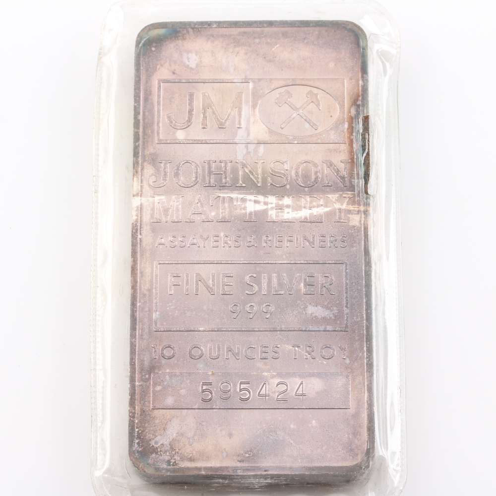 Ten Troy Ounce Johnson Matthey Silver Bar