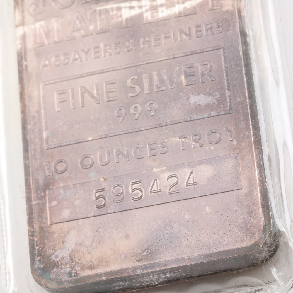 Ten Troy Ounce Johnson Matthey Silver Bar