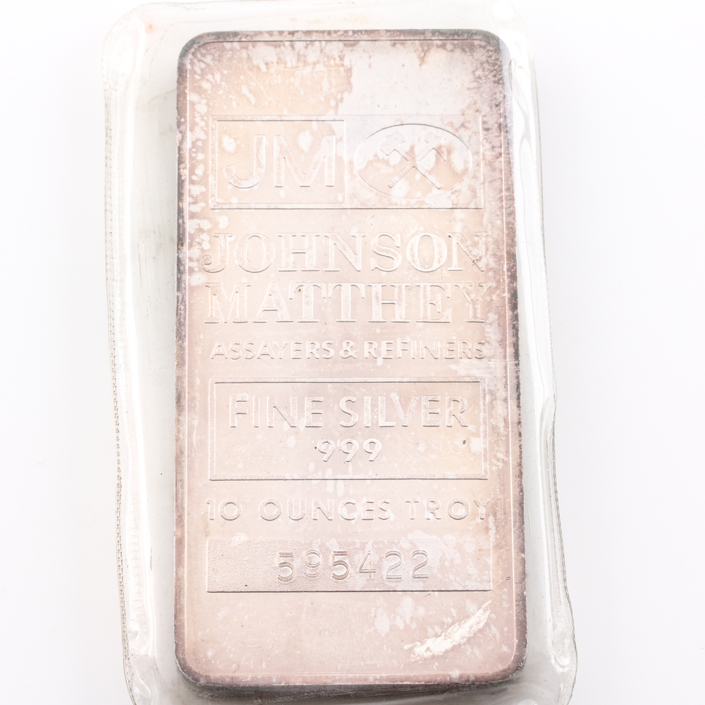 Ten Troy Ounce Johnson Matthey Silver Bar