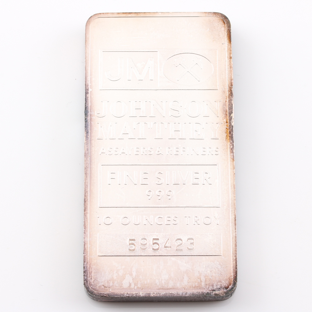 Ten Troy Ounce Johnson Matthey Silver Bar