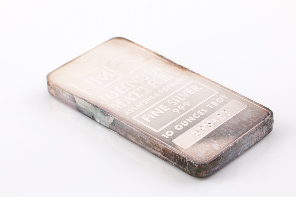 Ten Troy Ounce Johnson Matthey Silver Bar