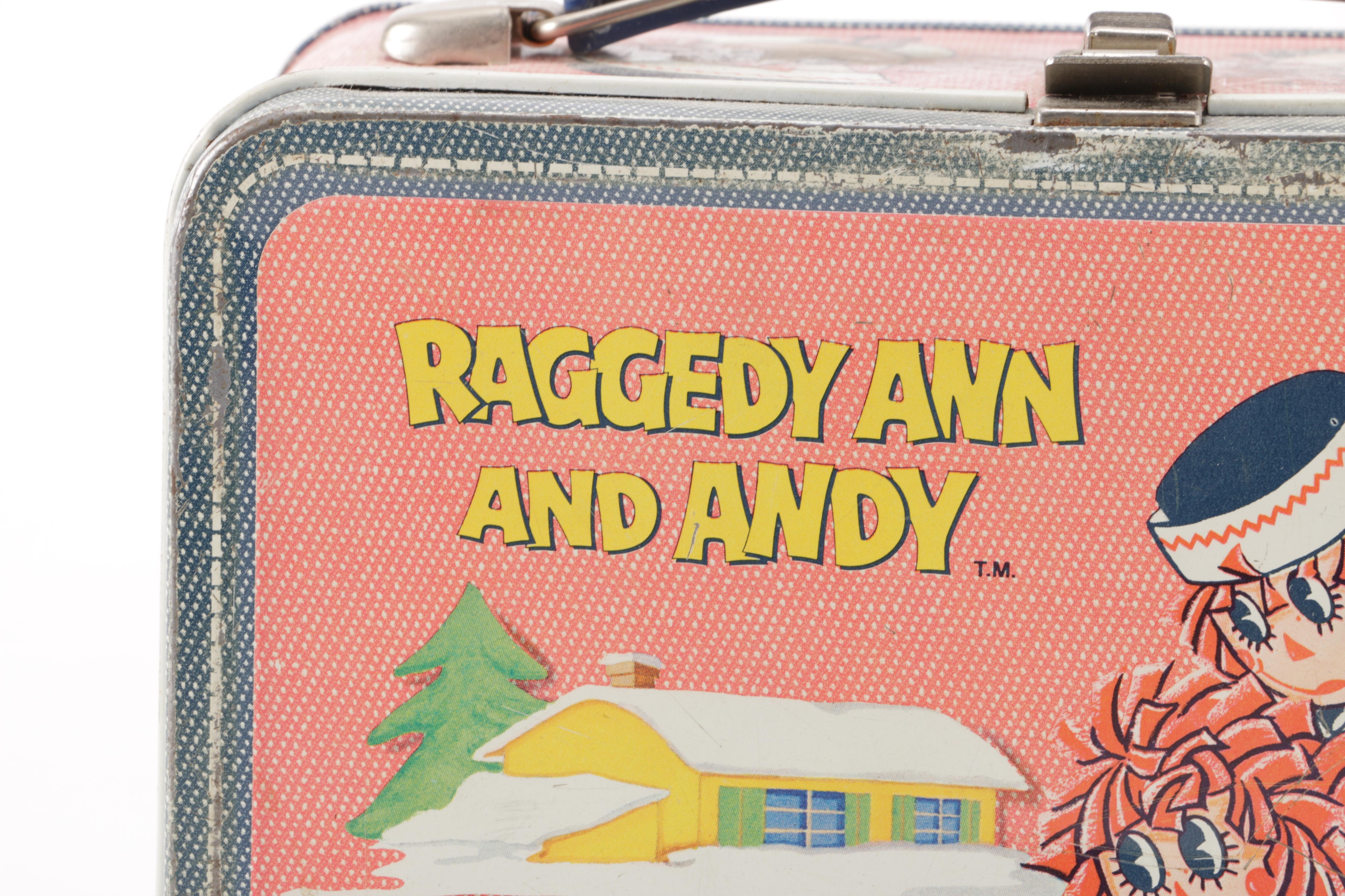 1973 Aladdin Raggedy Ann and Andy Metal Lunchbox With Thermoses