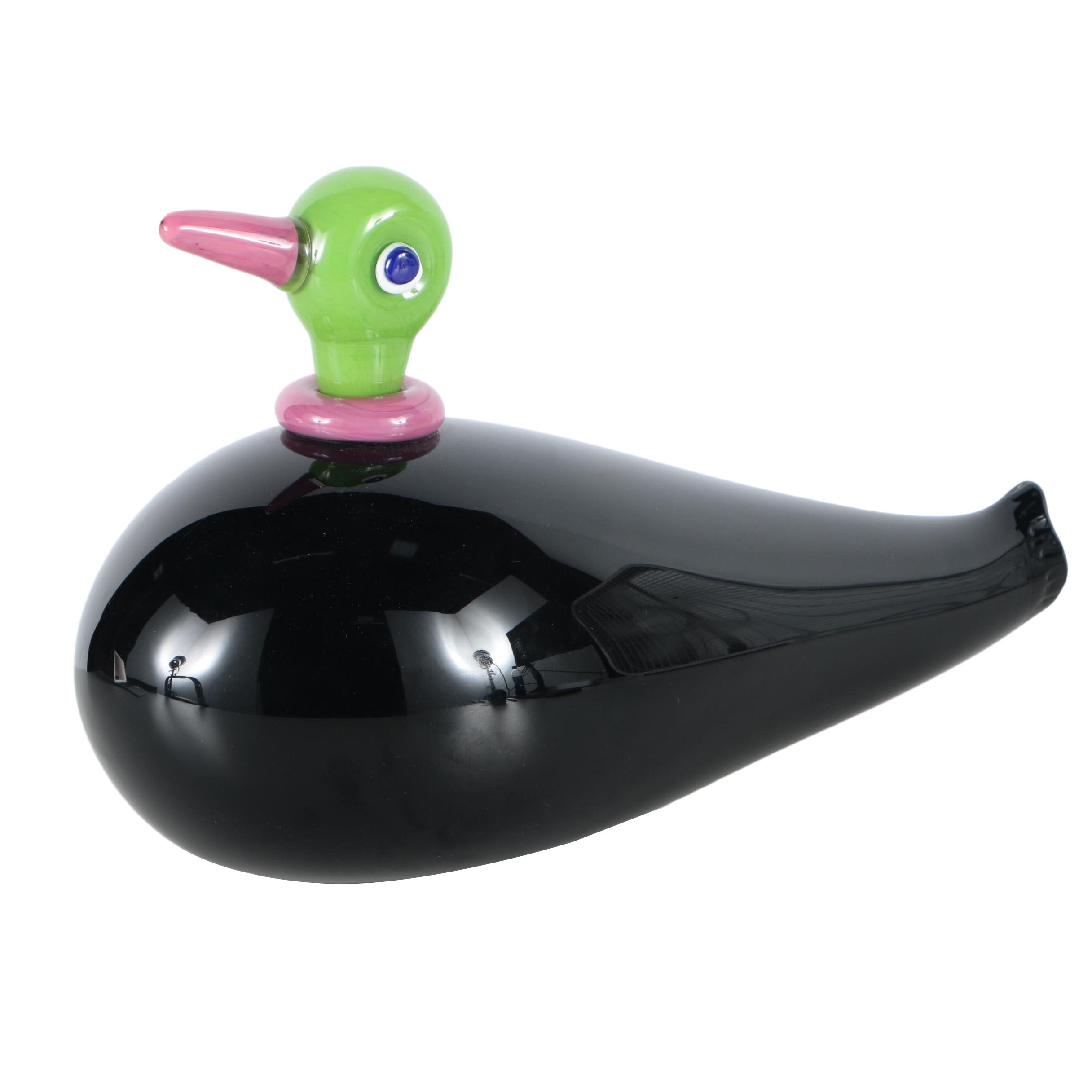 Robbie Miller Signed Art Glass Duck Sculpture