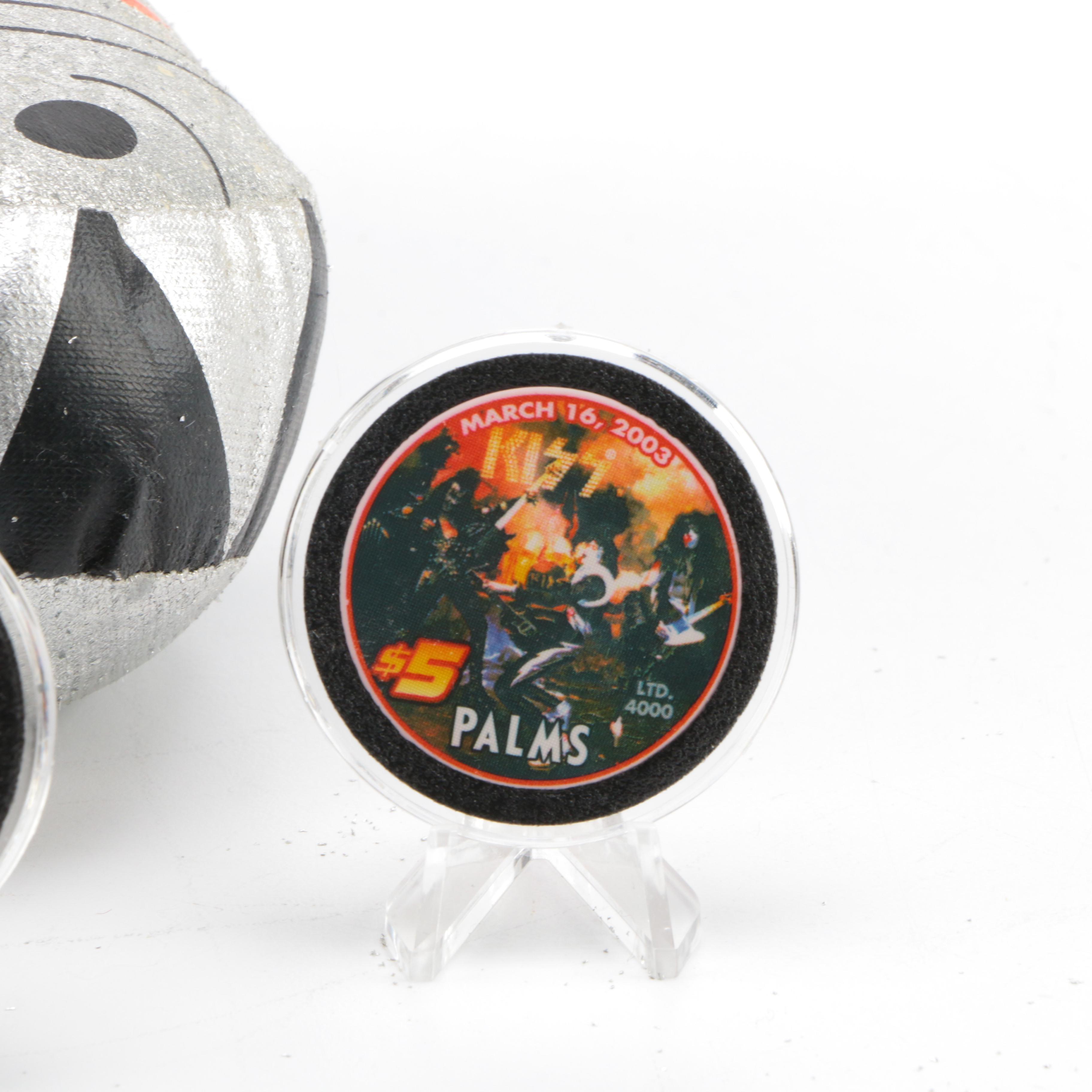 Plush Gene Simmons Kiss Doll and Rock n' Roll Themed Poker Chips