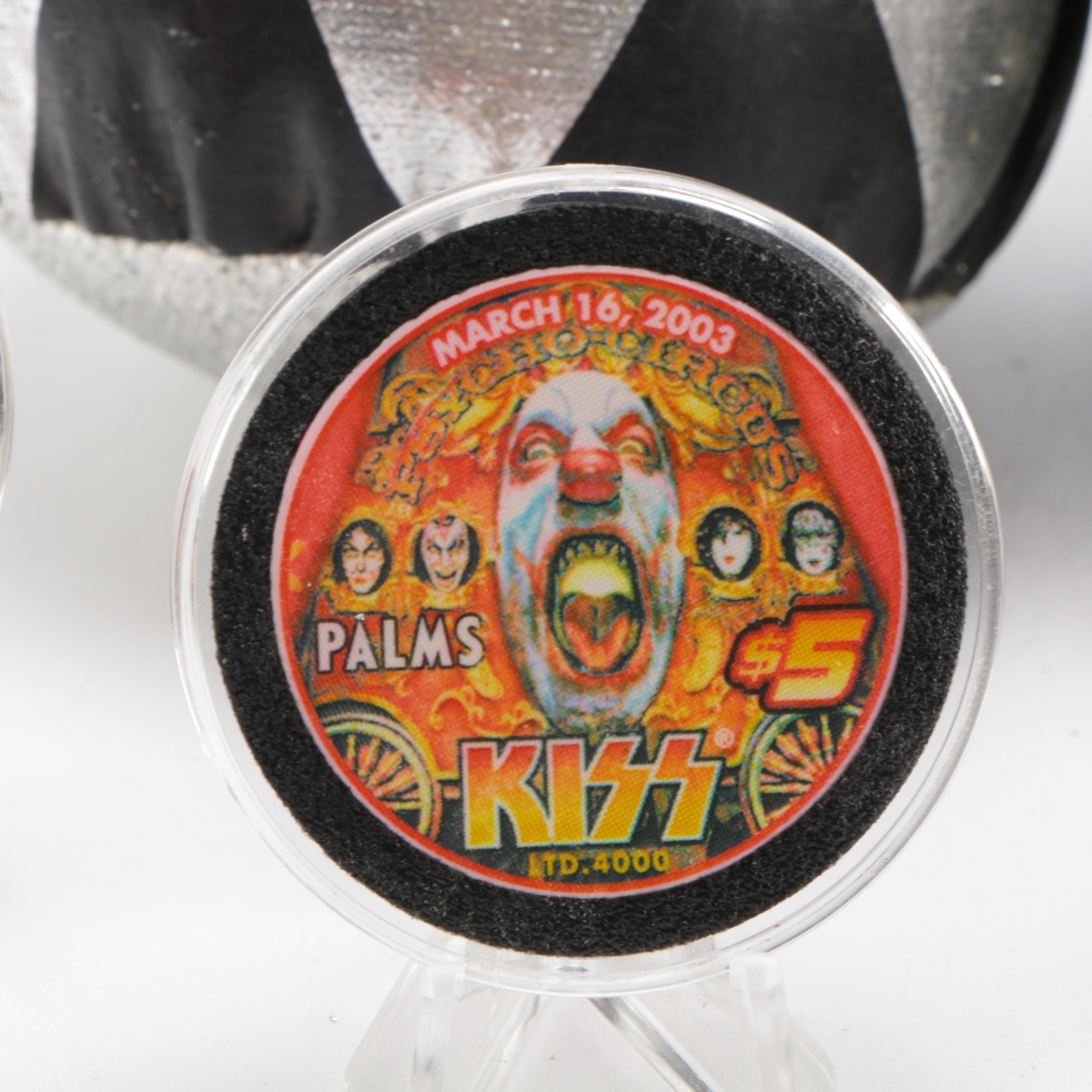 Plush Gene Simmons Kiss Doll and Rock n' Roll Themed Poker Chips