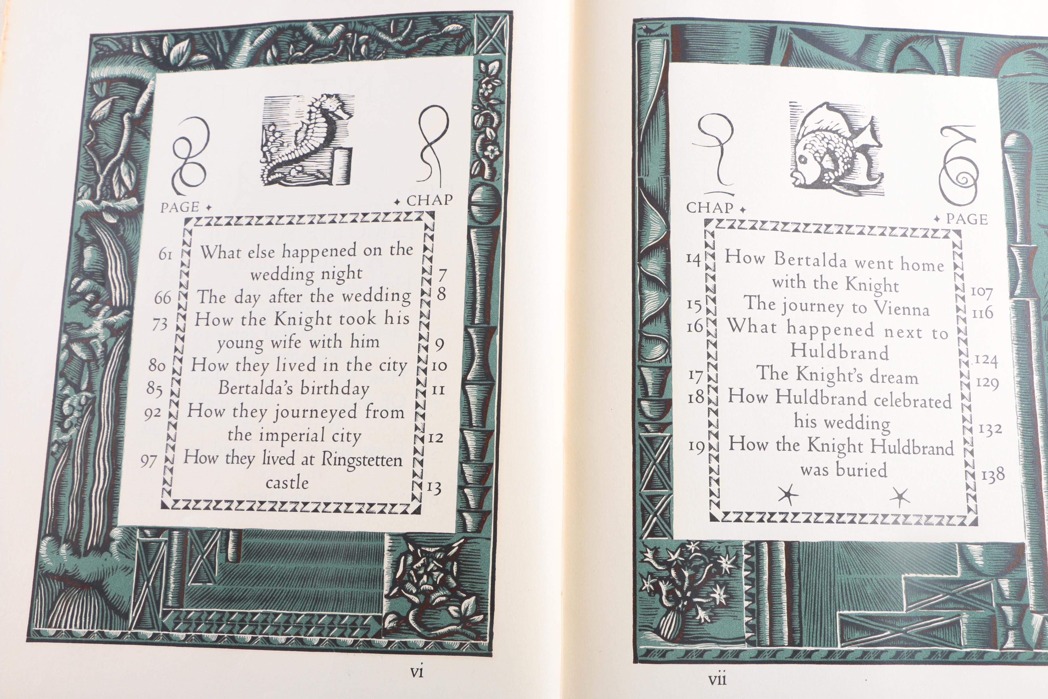 1930 Limited Edition "Undine: A Fairy-Tale Novella" Woodcut Illustrations