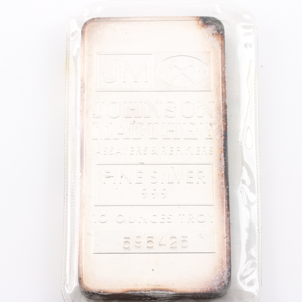 Ten Troy Ounce Johnson Matthey Silver Bar