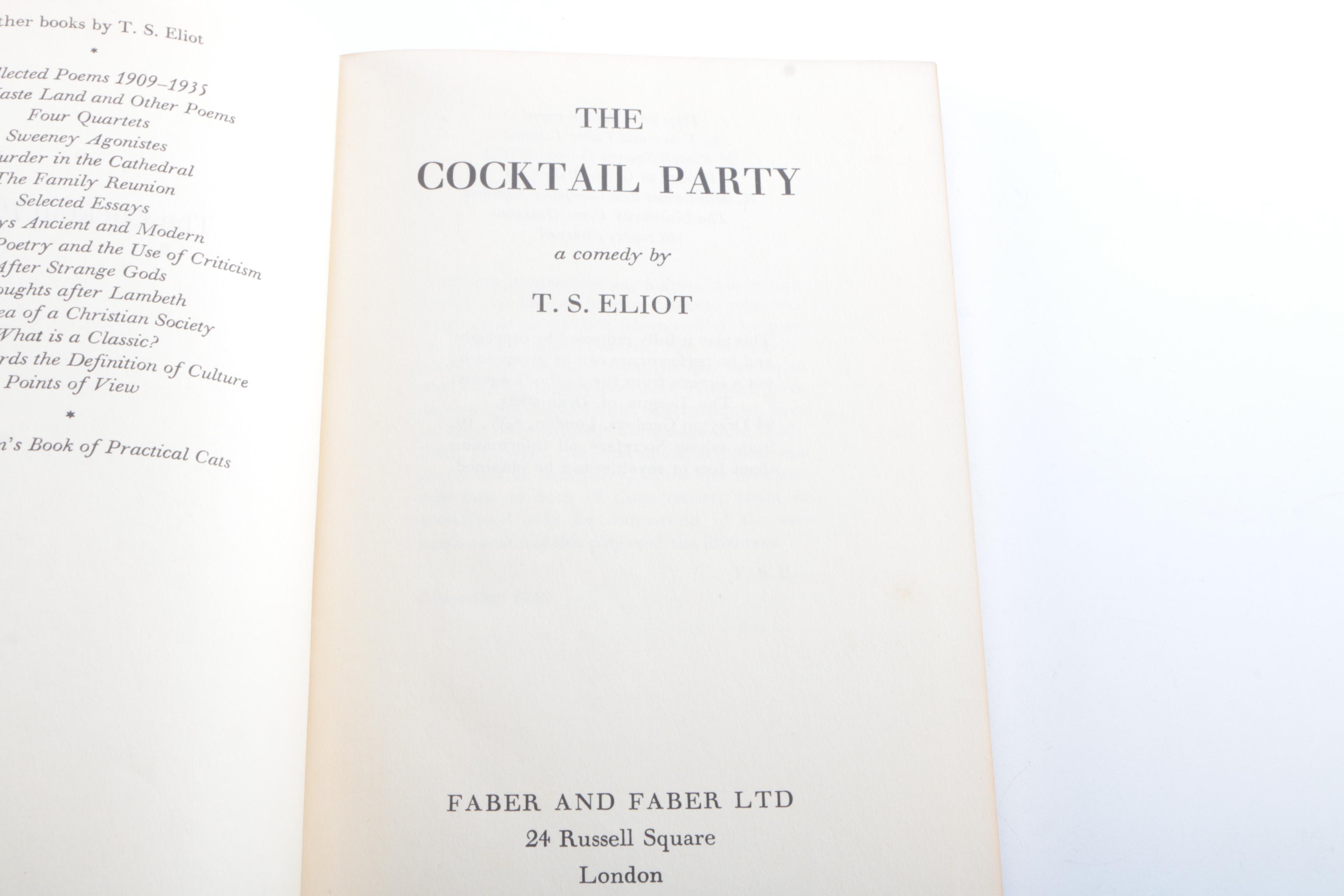 1950 First Edition "The Cocktail Party" by T. S. Eliot