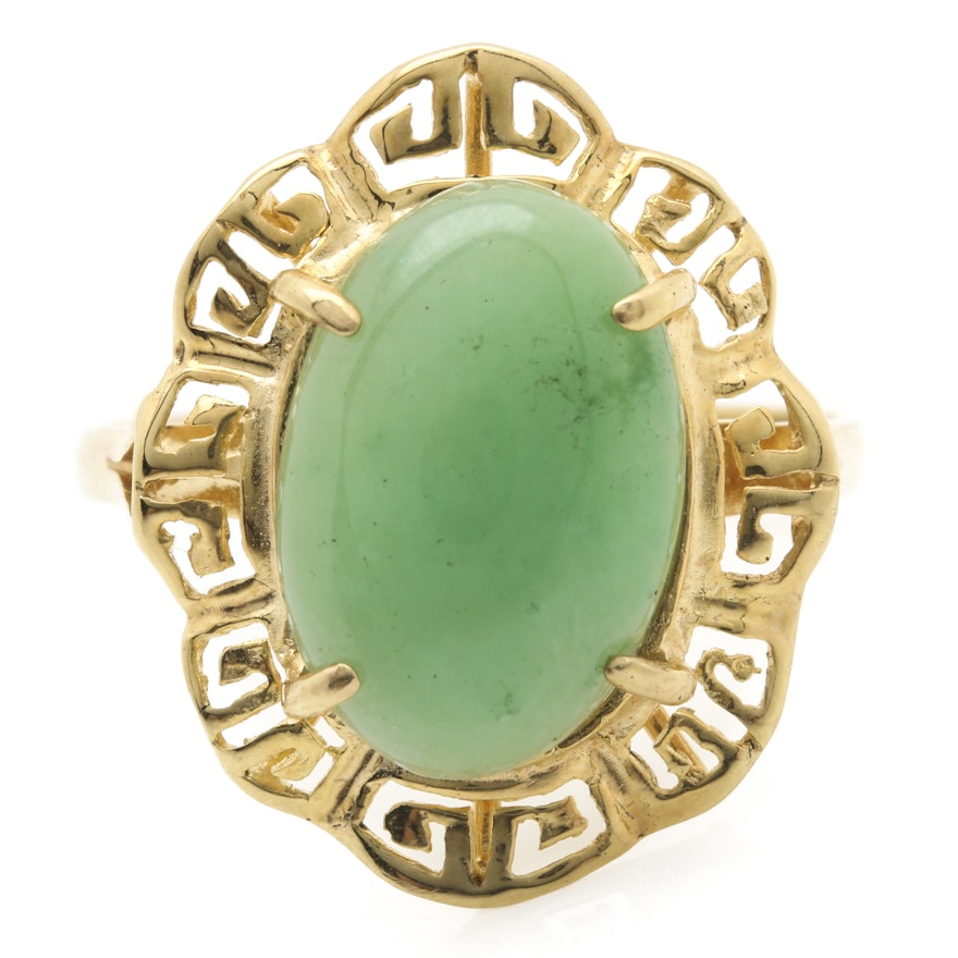 14K Yellow Gold Jadeite Ring