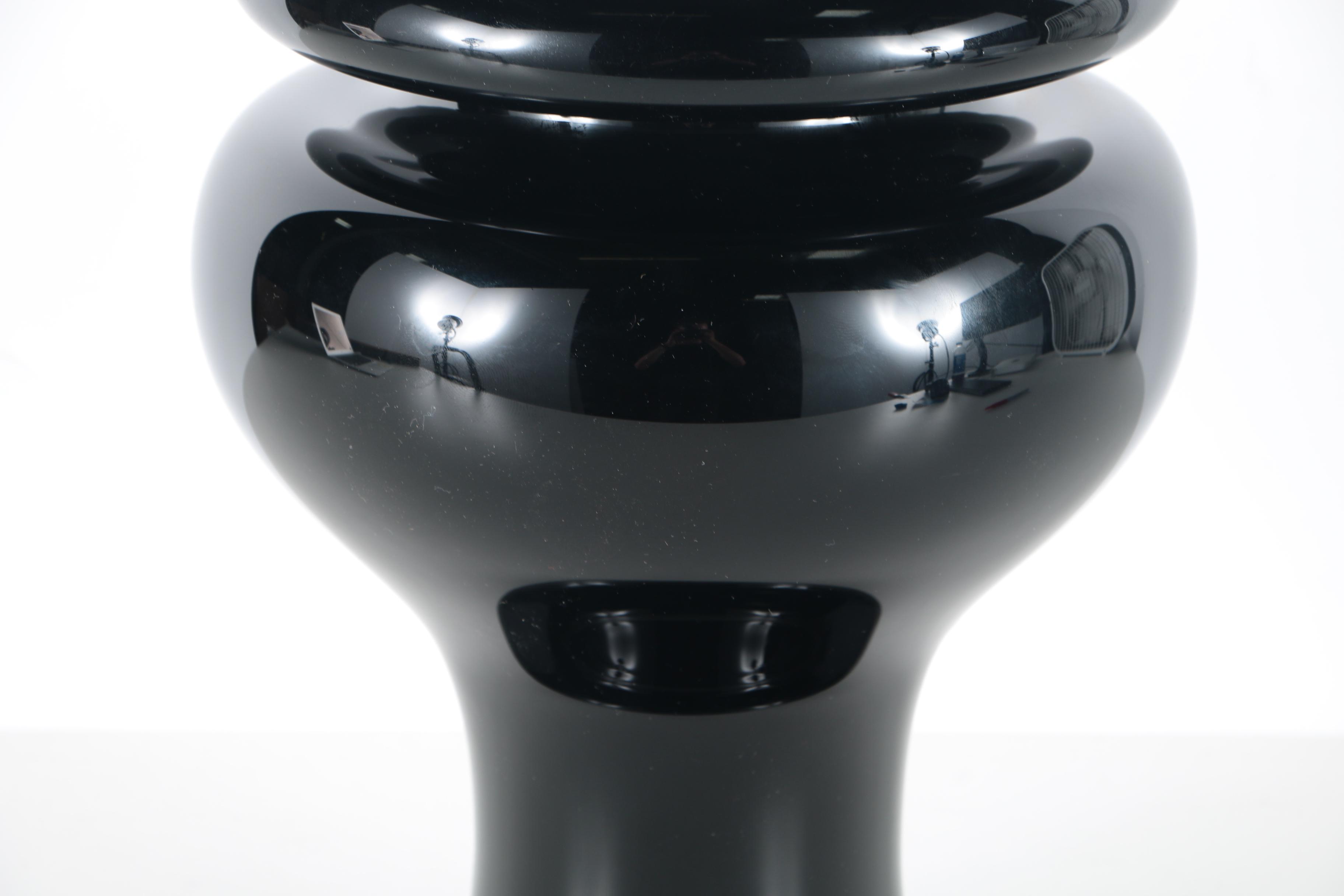 Signed Black and Green Art Glass Lidded Jar by Paul Cunningham