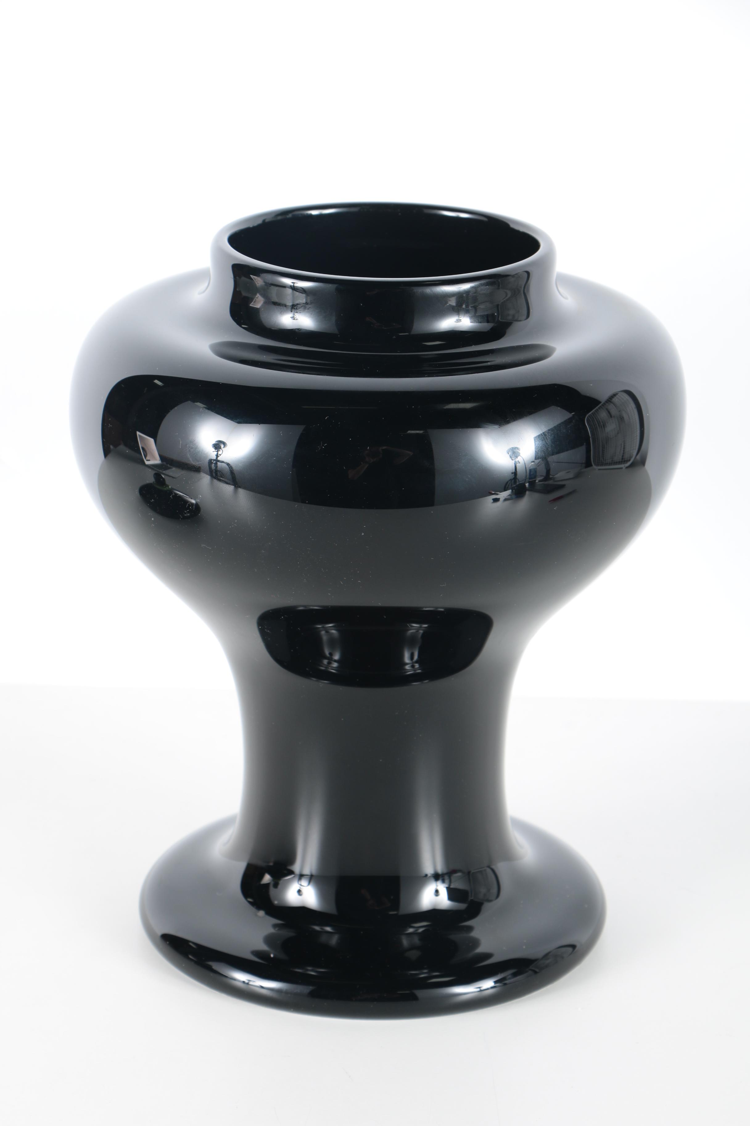 Signed Black and Green Art Glass Lidded Jar by Paul Cunningham