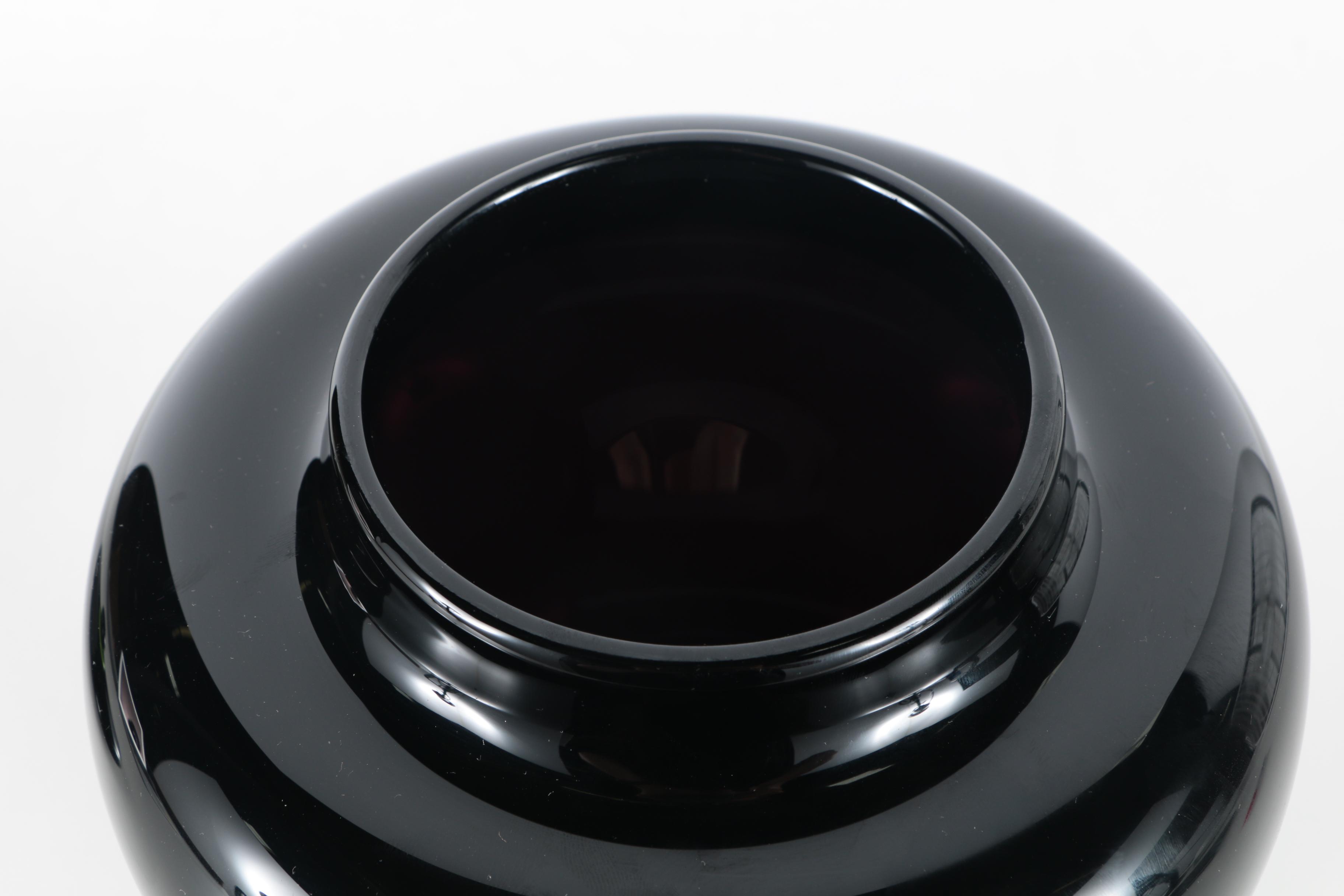 Signed Black and Green Art Glass Lidded Jar by Paul Cunningham