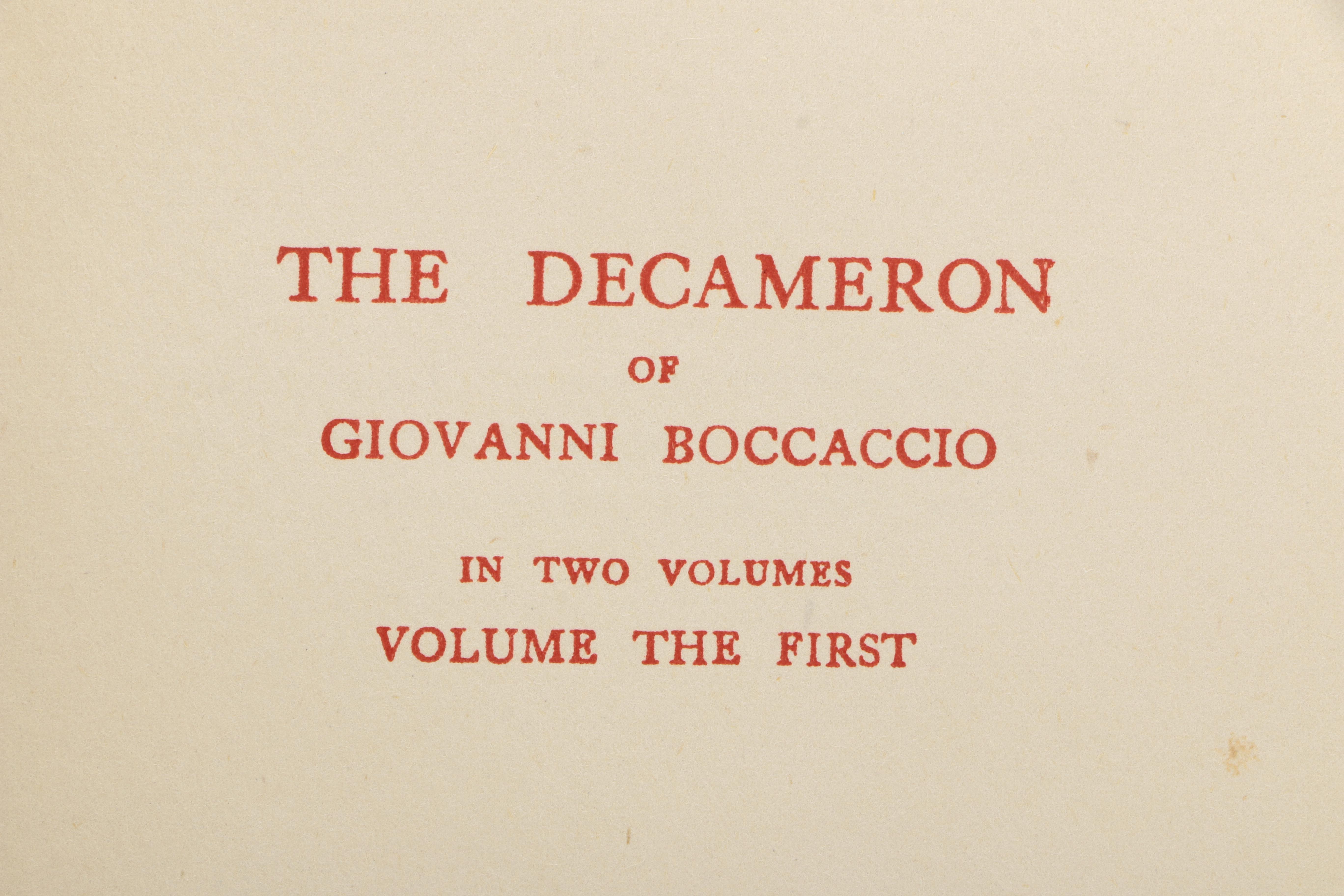 1921 Limited Edition Two Volumes "The Decameron of Giovanni Boccaccio" by J. M. Rigg