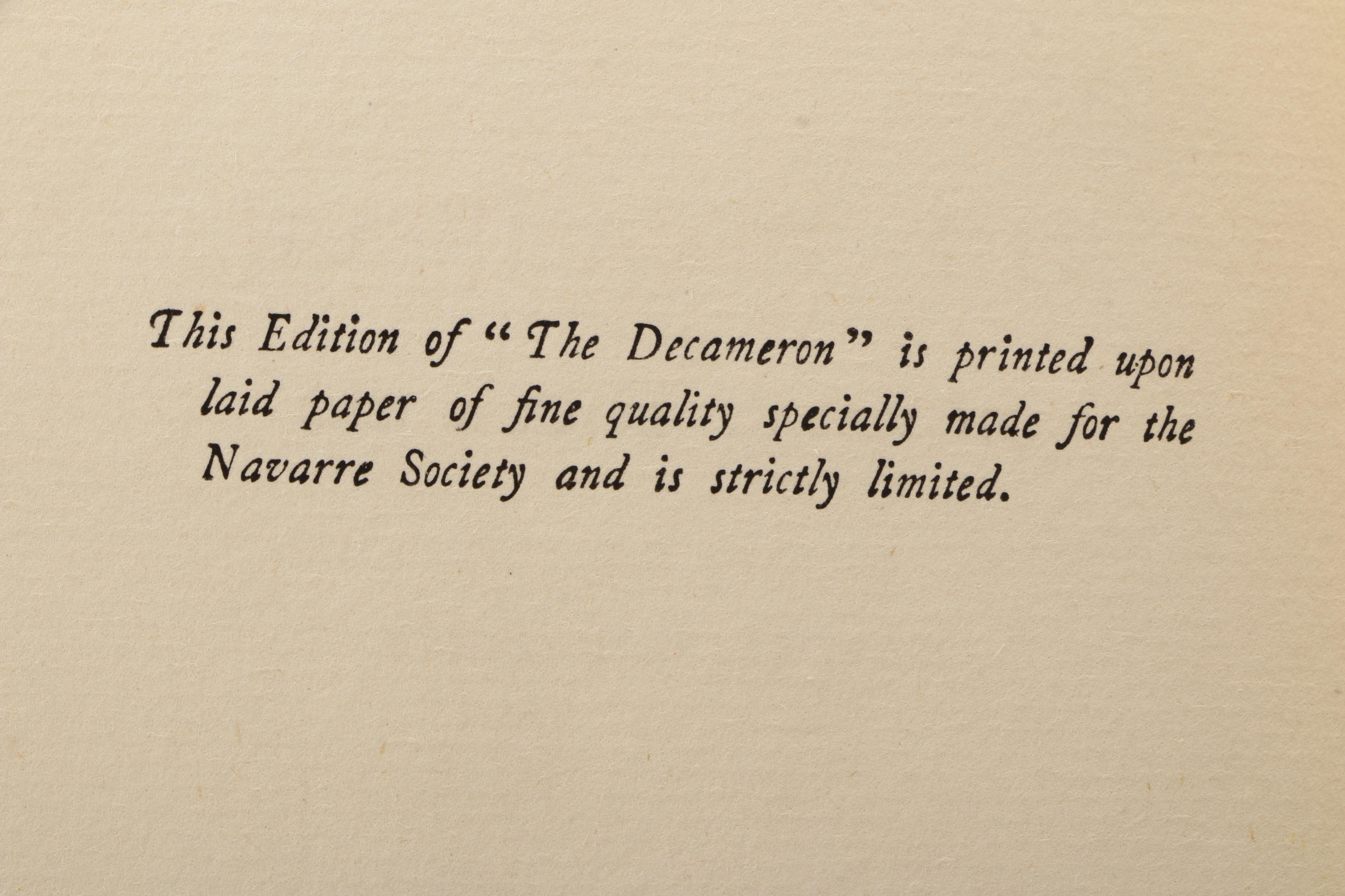 1921 Limited Edition Two Volumes "The Decameron of Giovanni Boccaccio" by J. M. Rigg