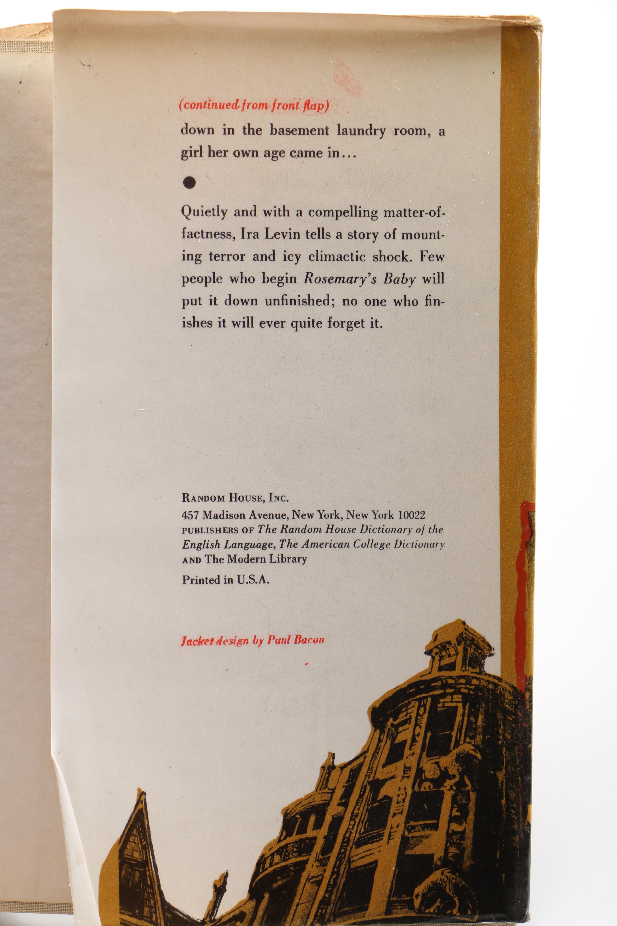 1967 First Edition "Rosemary's Baby" by Ira Levin