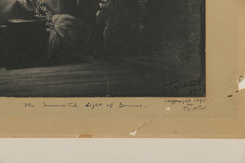 Thomas Nast Lithograph on Paper "The Immortal Light of Genius"