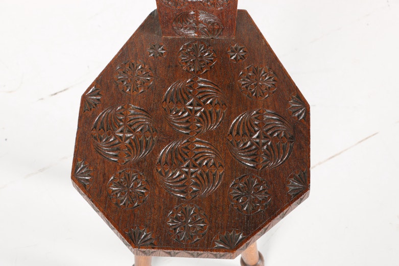 Western European Influenced Carved Oak Hall Chair