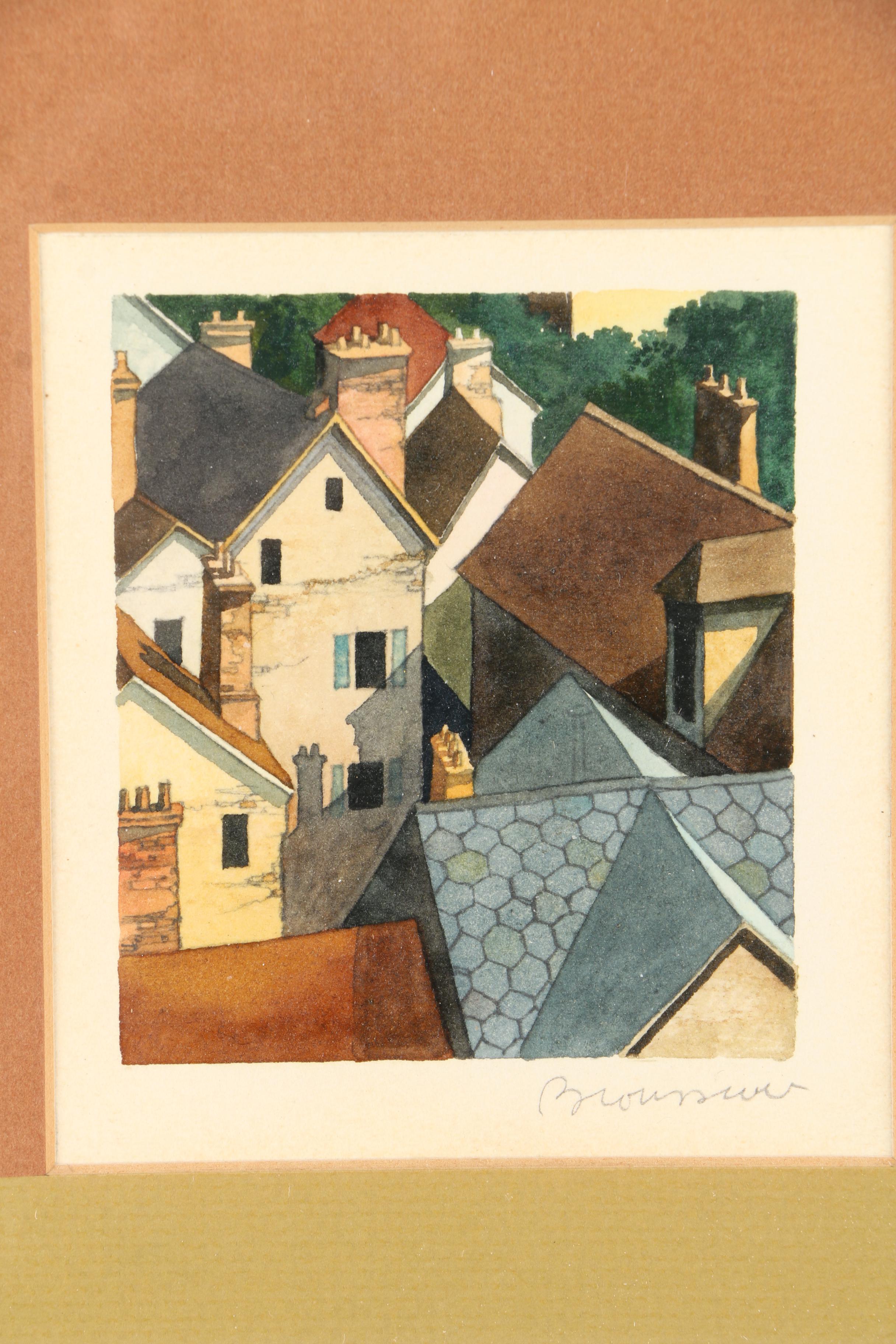 Watercolor Painting of Rooftops