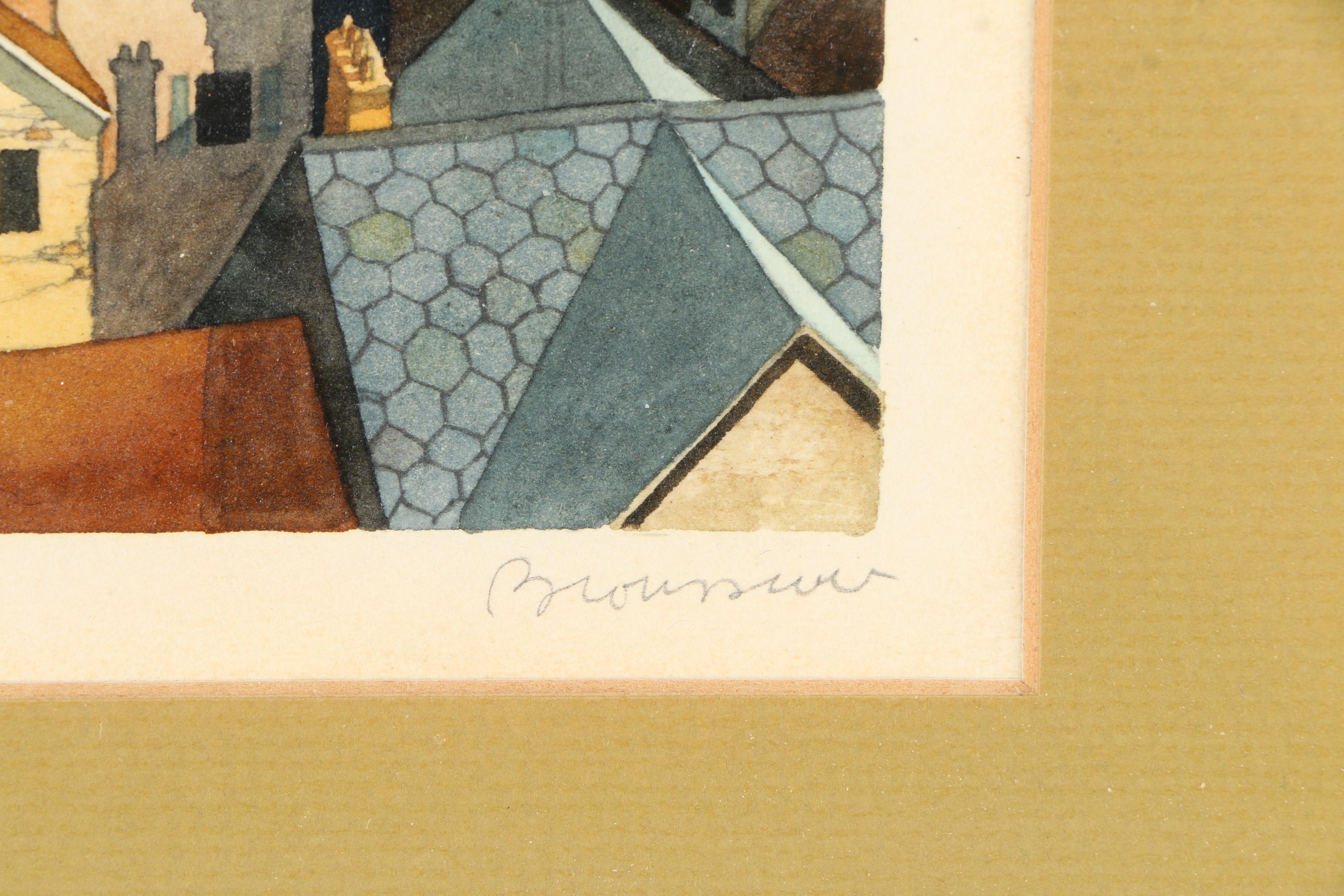 Watercolor Painting of Rooftops