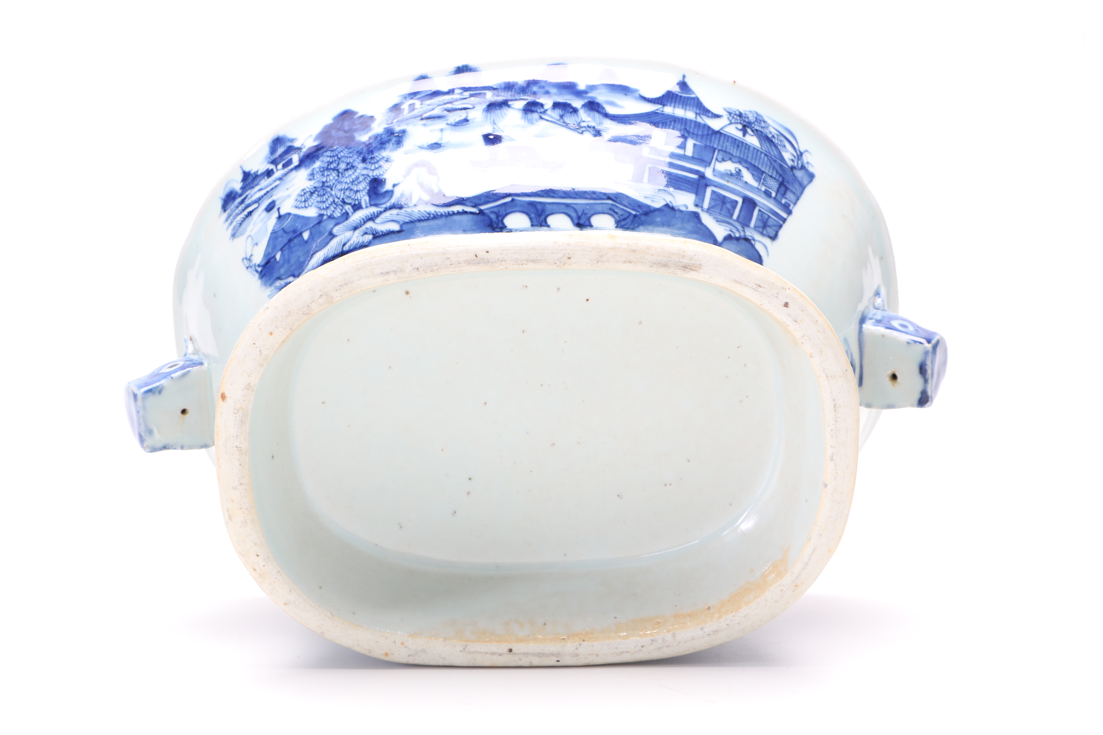 Canton Style Blue Boars Head Soup Tureen