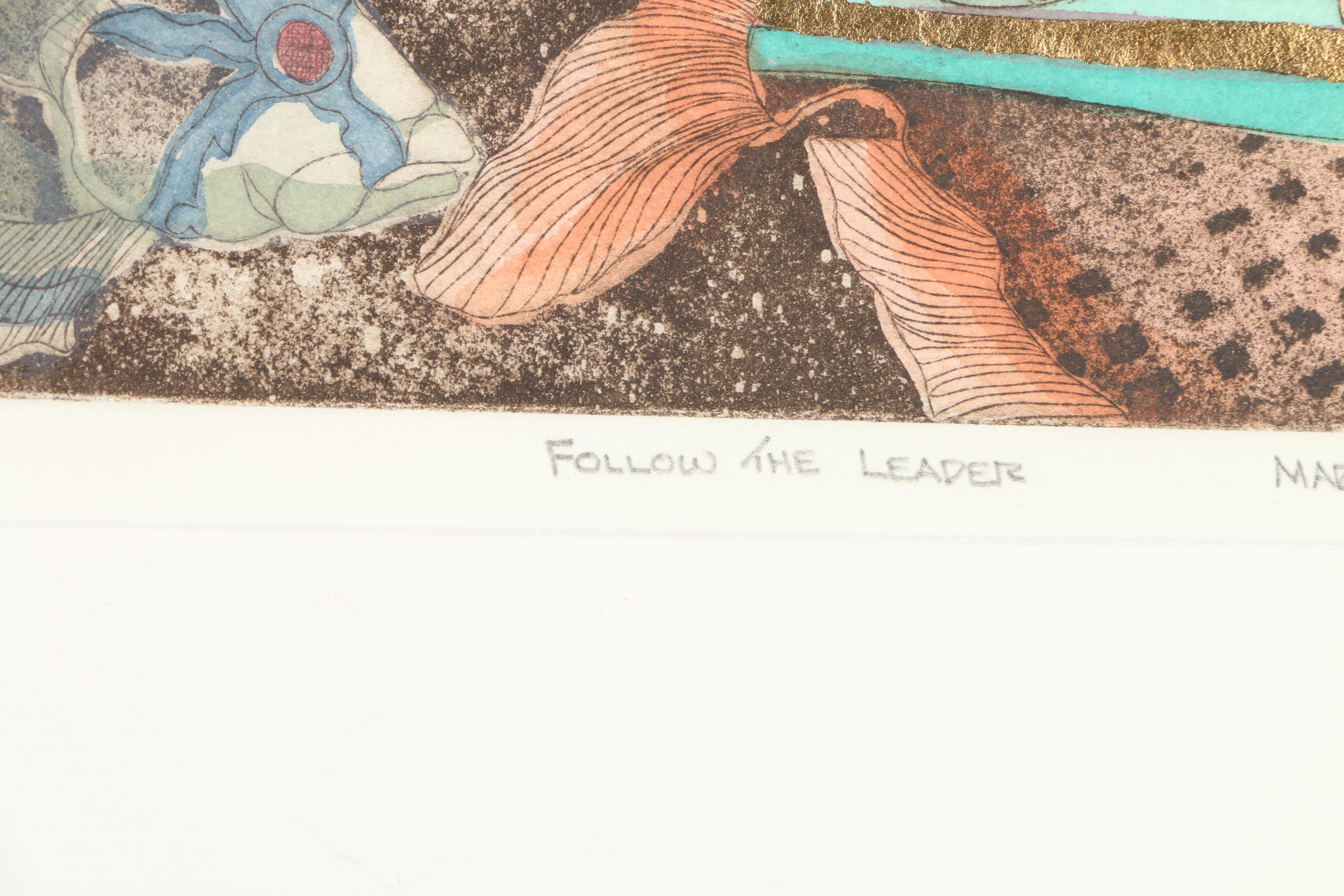 Margaret Albritton Embellished Limited Edition Aquatint Etching "Follow The Leader"