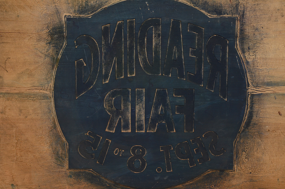 Large Vintage "Reading Fair" Wooden Printing Block