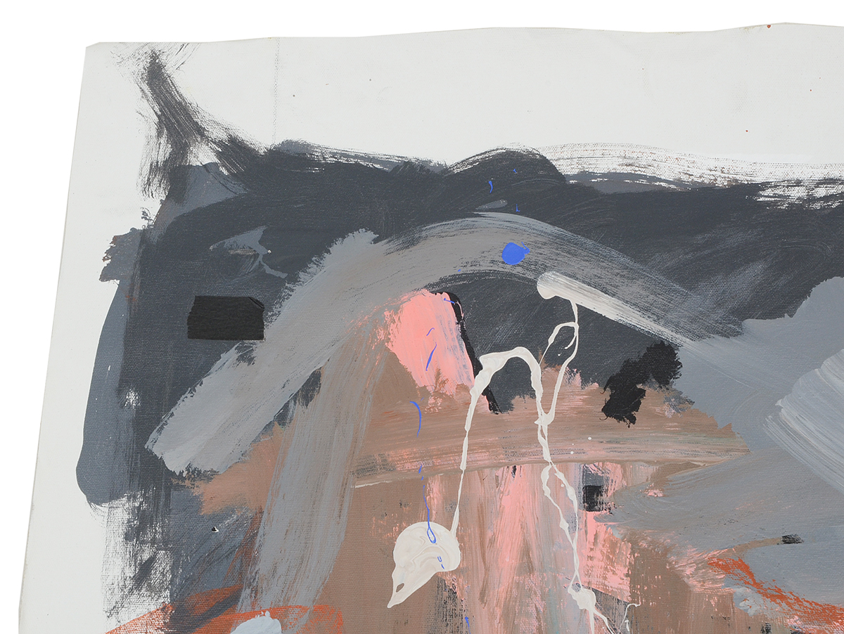 Robbie Kemper Original Abstract Acrylic Painting on Non-Stretched Canvas "Orange Lav Base"