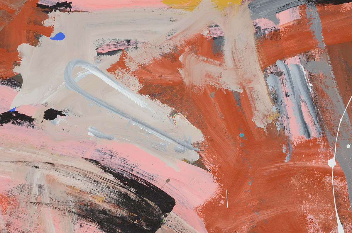 Robbie Kemper Original Abstract Acrylic Painting on Non-Stretched Canvas "Orange Lav Base"