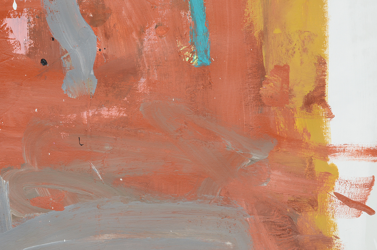 Robbie Kemper Original Abstract Acrylic Painting on Non-Stretched Canvas "Orange Lav Base"