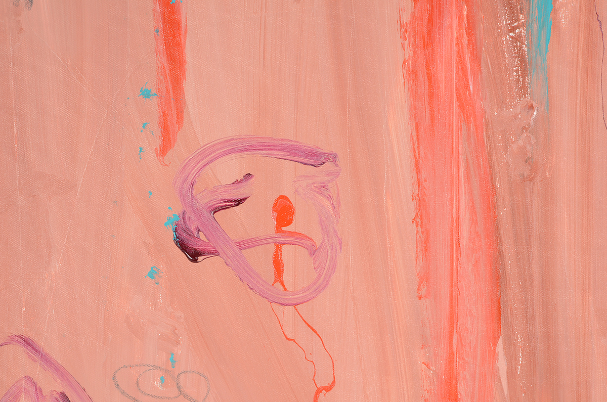 Robbie Kemper Original Abstract Acrylic Painting on Canvas "Peachy Color Doodles"