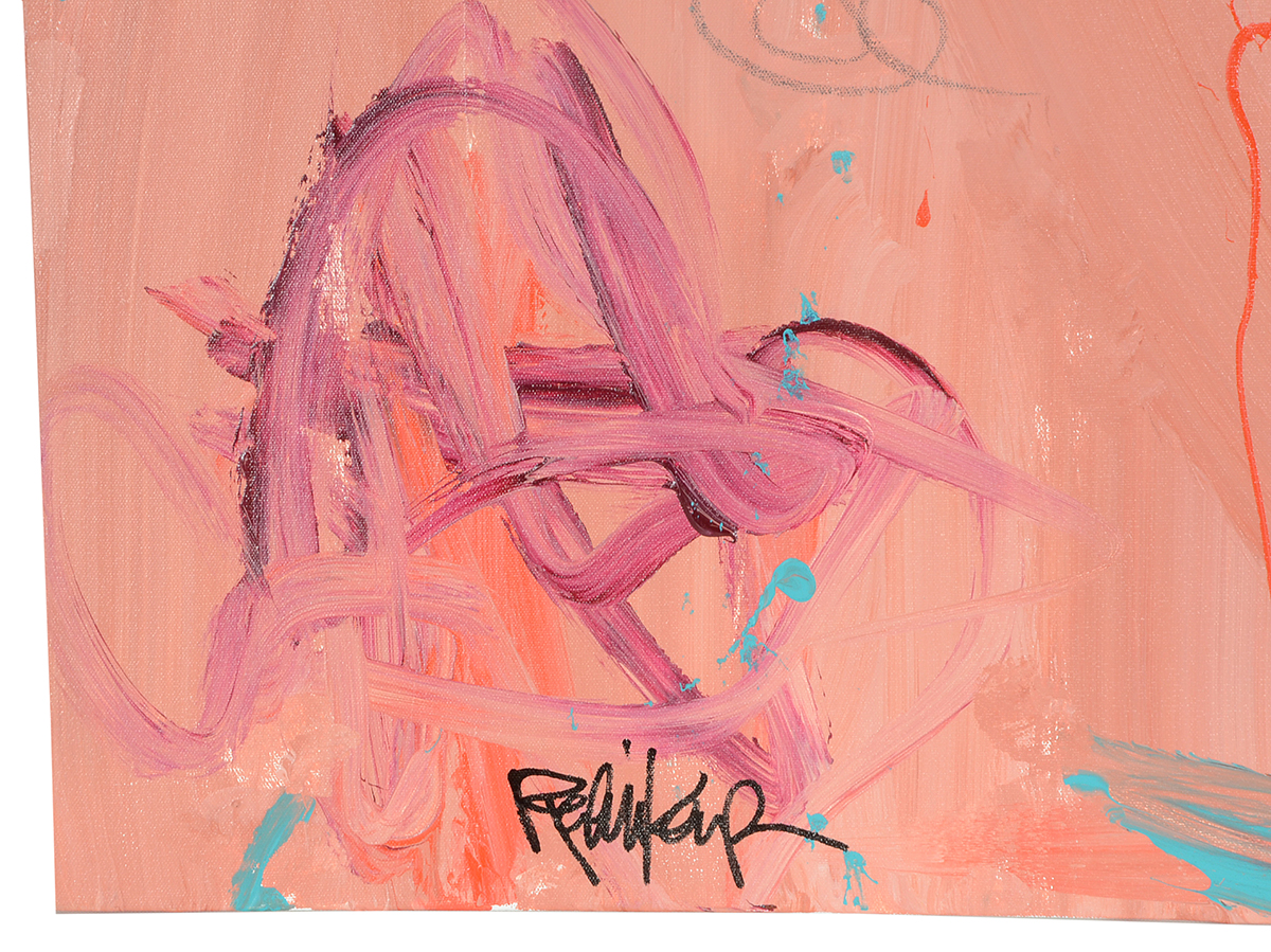 Robbie Kemper Original Abstract Acrylic Painting on Canvas "Peachy Color Doodles"