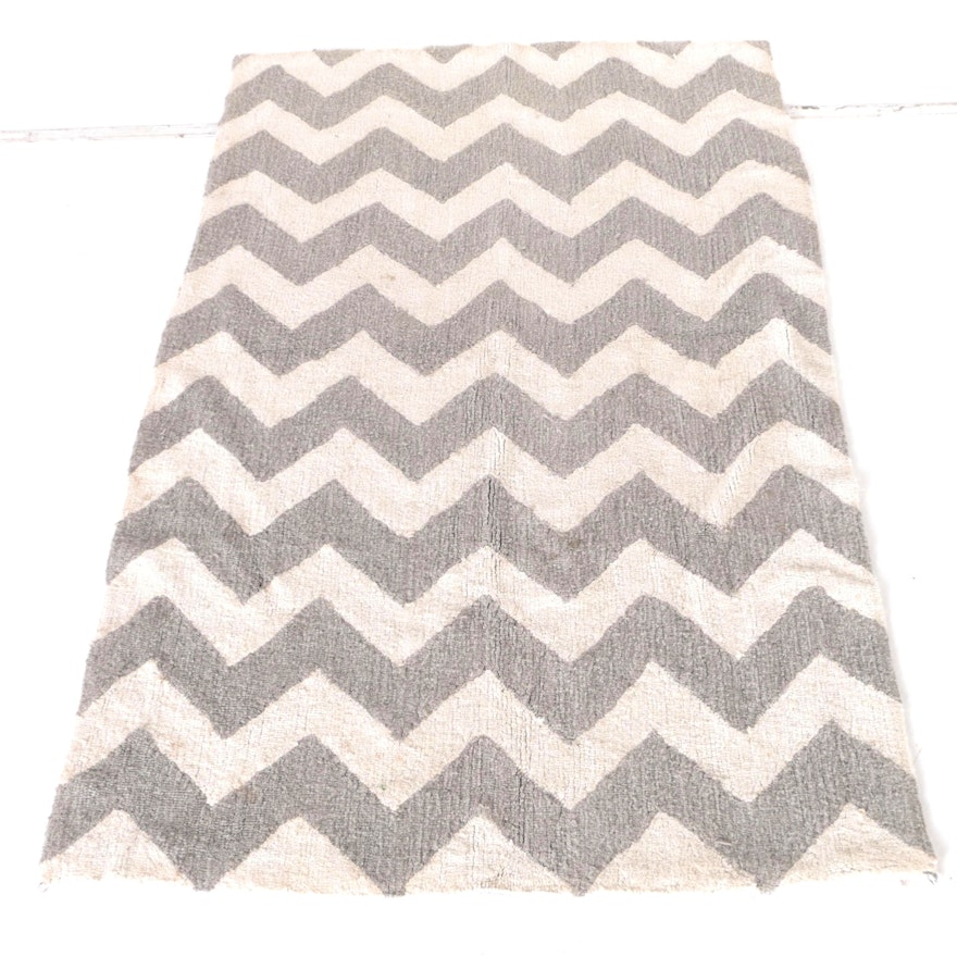 Tufted Gray and White Area Rug