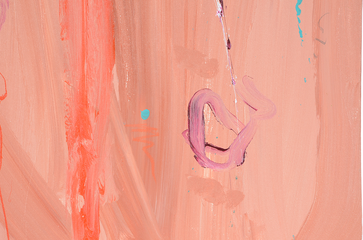 Robbie Kemper Original Abstract Acrylic Painting on Canvas "Peachy Color Doodles"