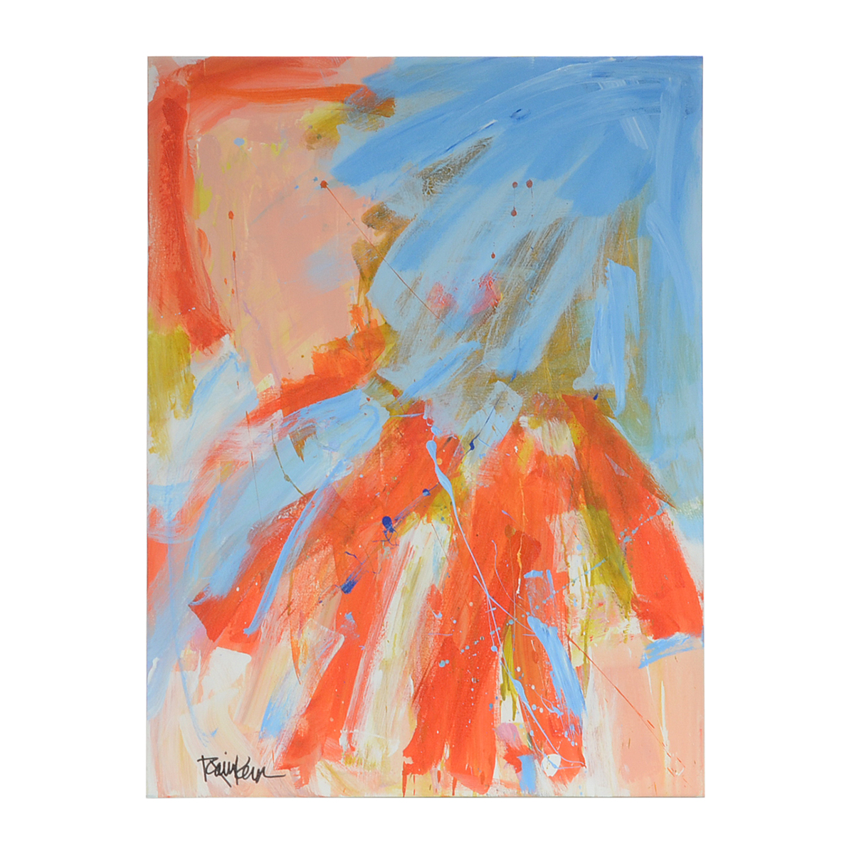 Robbie Kemper Original Abstract Acrylic Painting on Canvas "Blue and Orange Bursts"