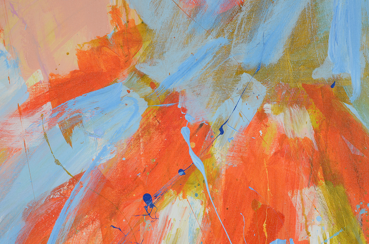 Robbie Kemper Original Abstract Acrylic Painting on Canvas "Blue and Orange Bursts"