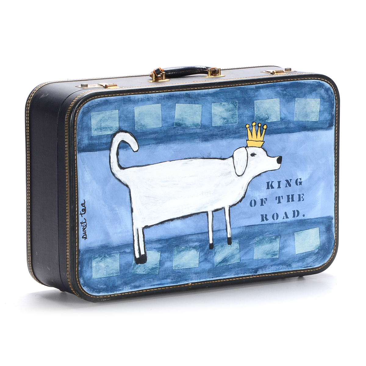 Sweet Tea Original Acrylic Folk Painting on a Vintage Suitcase