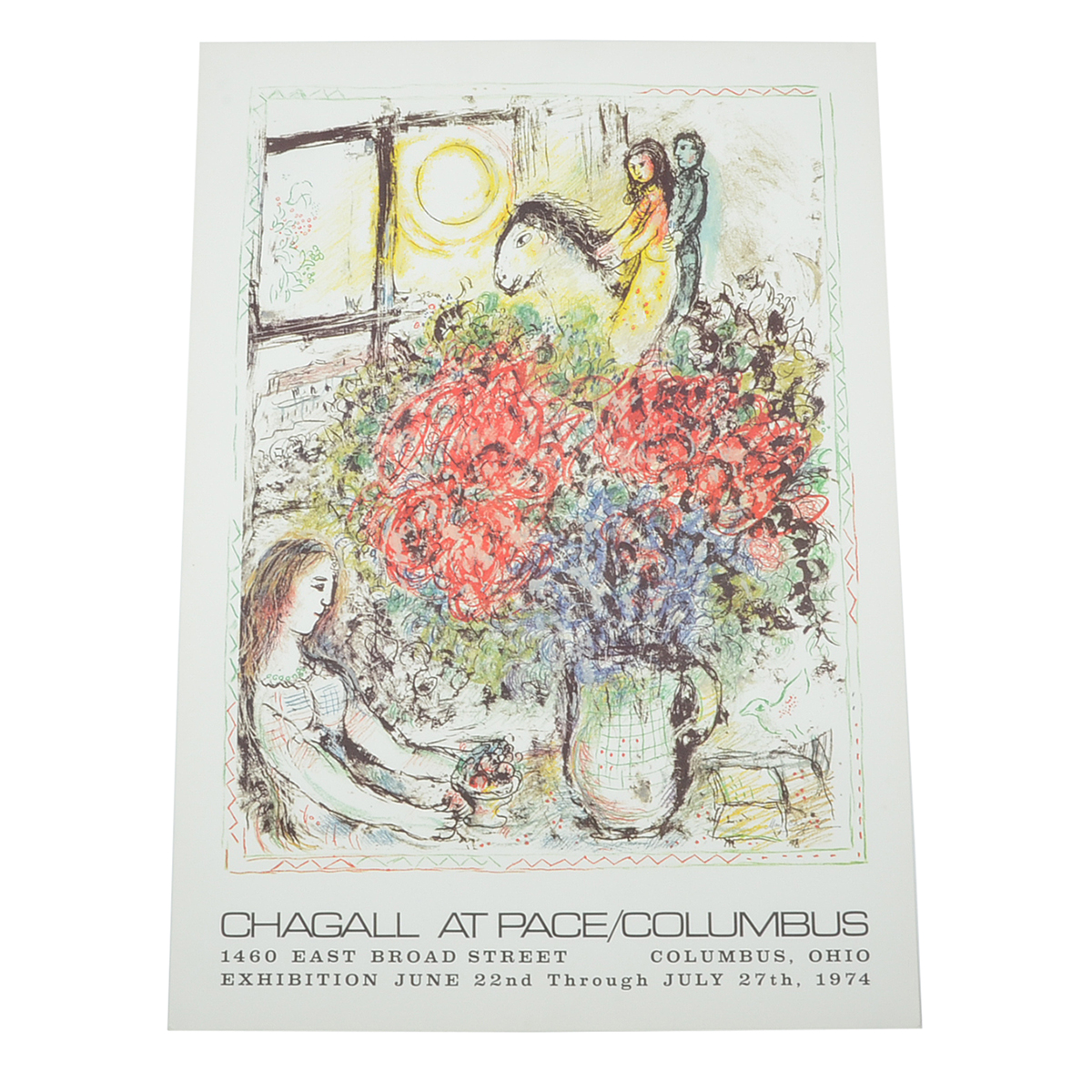 1974 Offset Lithograph Exhibition Poster for Marc Chagall at Pace Gallery