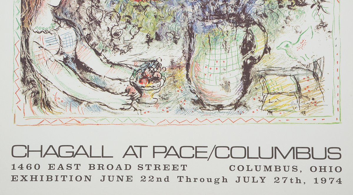 1974 Offset Lithograph Exhibition Poster for Marc Chagall at Pace Gallery