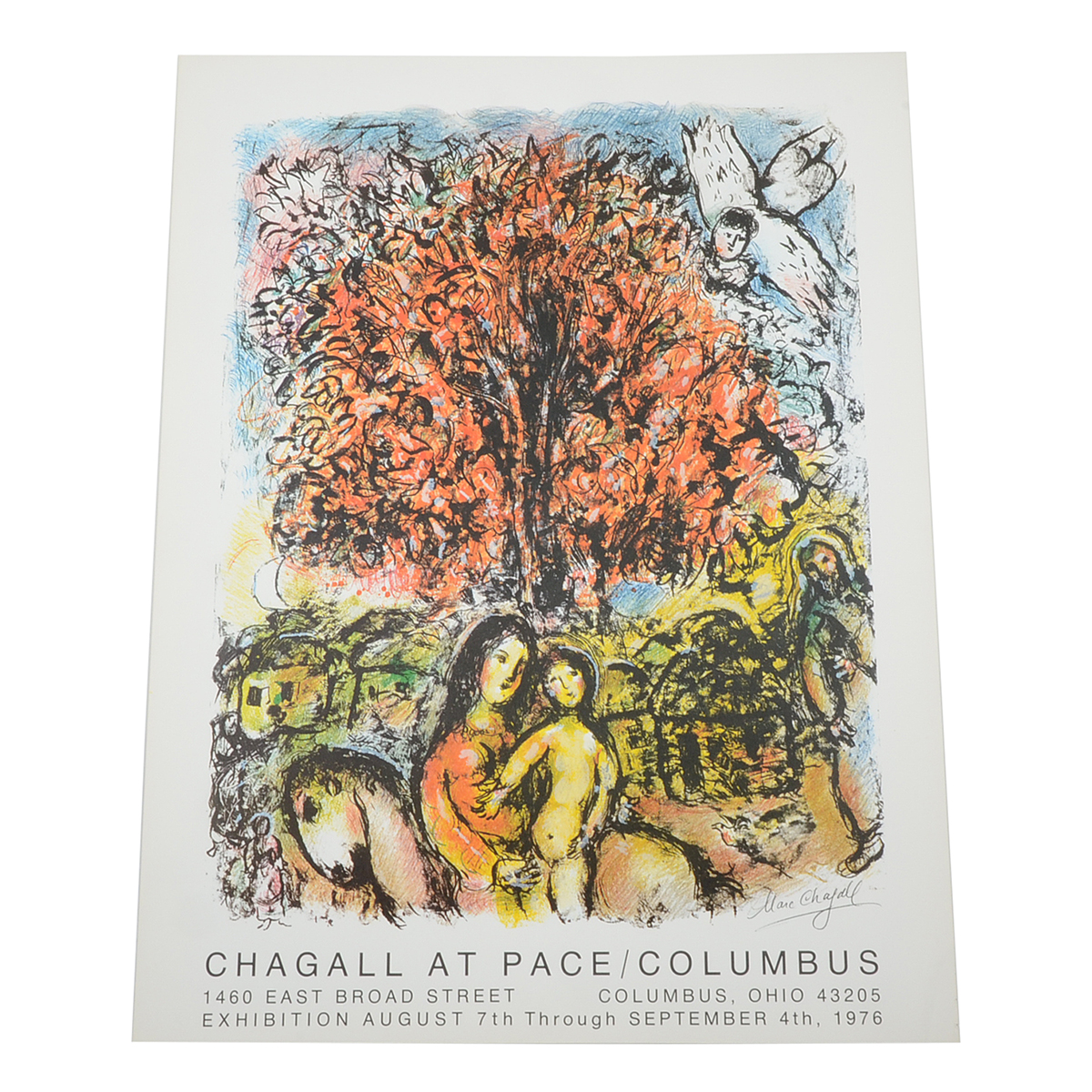 1976 Offset Lithograph Exhibition Poster for Marc Chagall at Pace Gallery