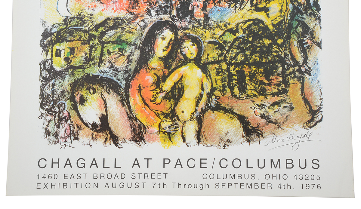 1976 Offset Lithograph Exhibition Poster for Marc Chagall at Pace Gallery