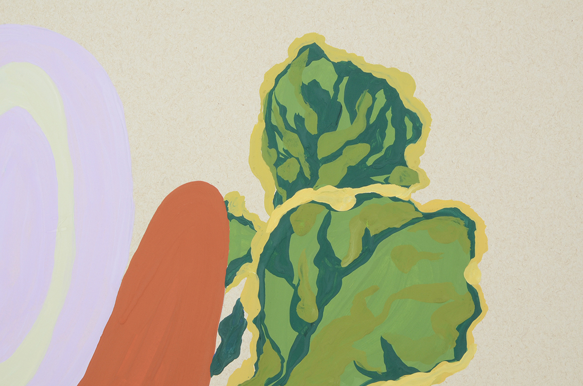 Lyric Morris-Latchaw Original Signed Foliate Gouache Study on Gray Paper