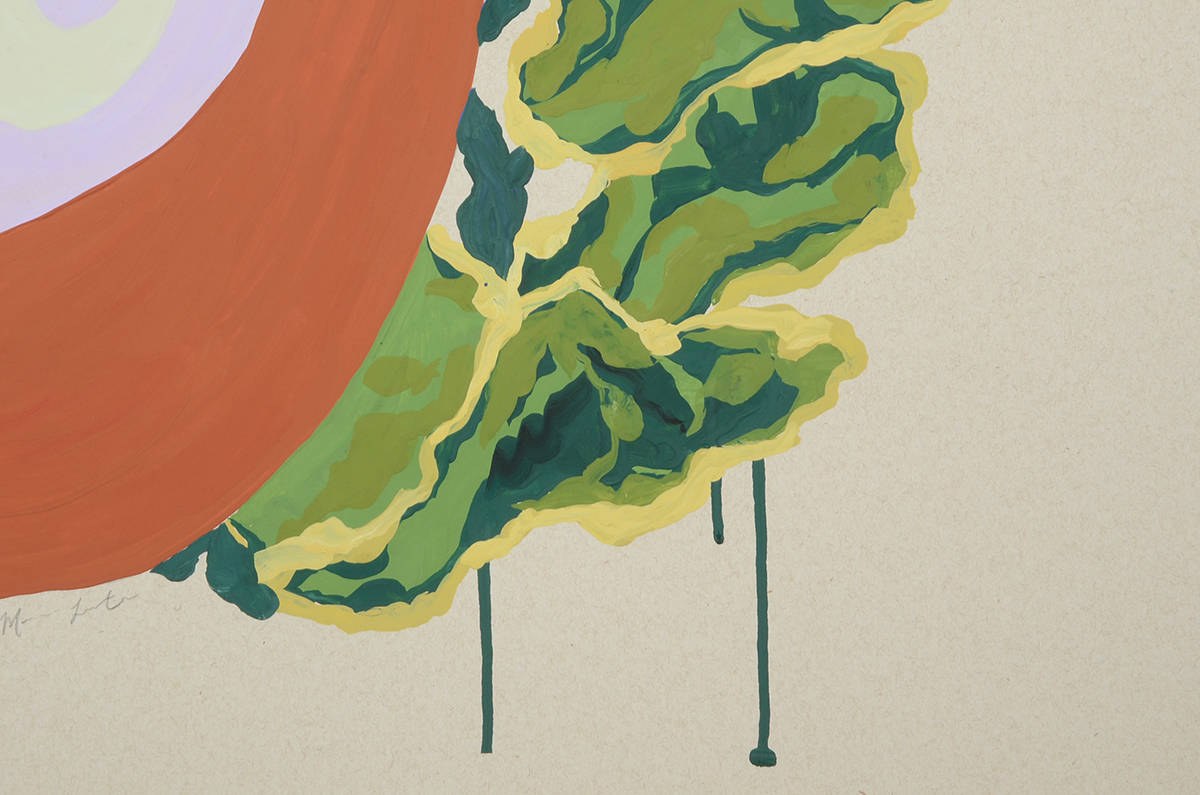 Lyric Morris-Latchaw Original Signed Foliate Gouache Study on Gray Paper