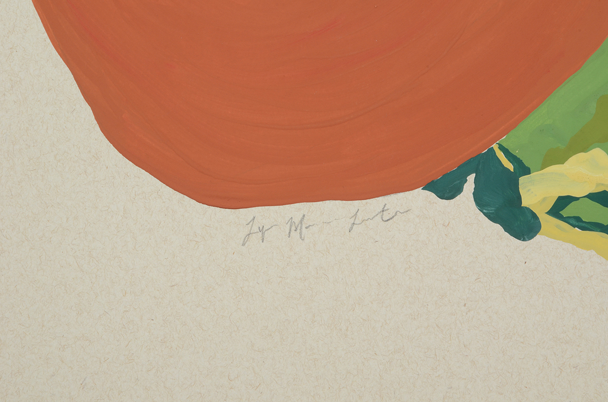 Lyric Morris-Latchaw Original Signed Foliate Gouache Study on Gray Paper