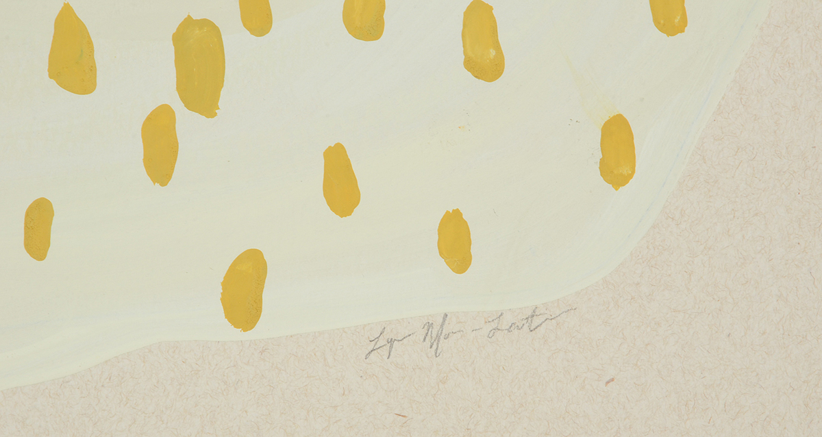 Lyric Morris-Latchaw Original Signed Foliate Gouache Study on Gray Paper